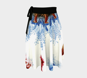 Ernst Dragon Ocean Flowers Wrap Around Skirt