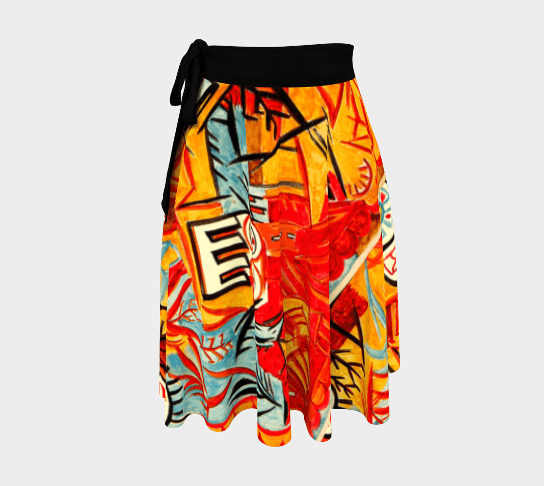 Goncharova Dragon Abstract Autumn Wrap Around Skirt