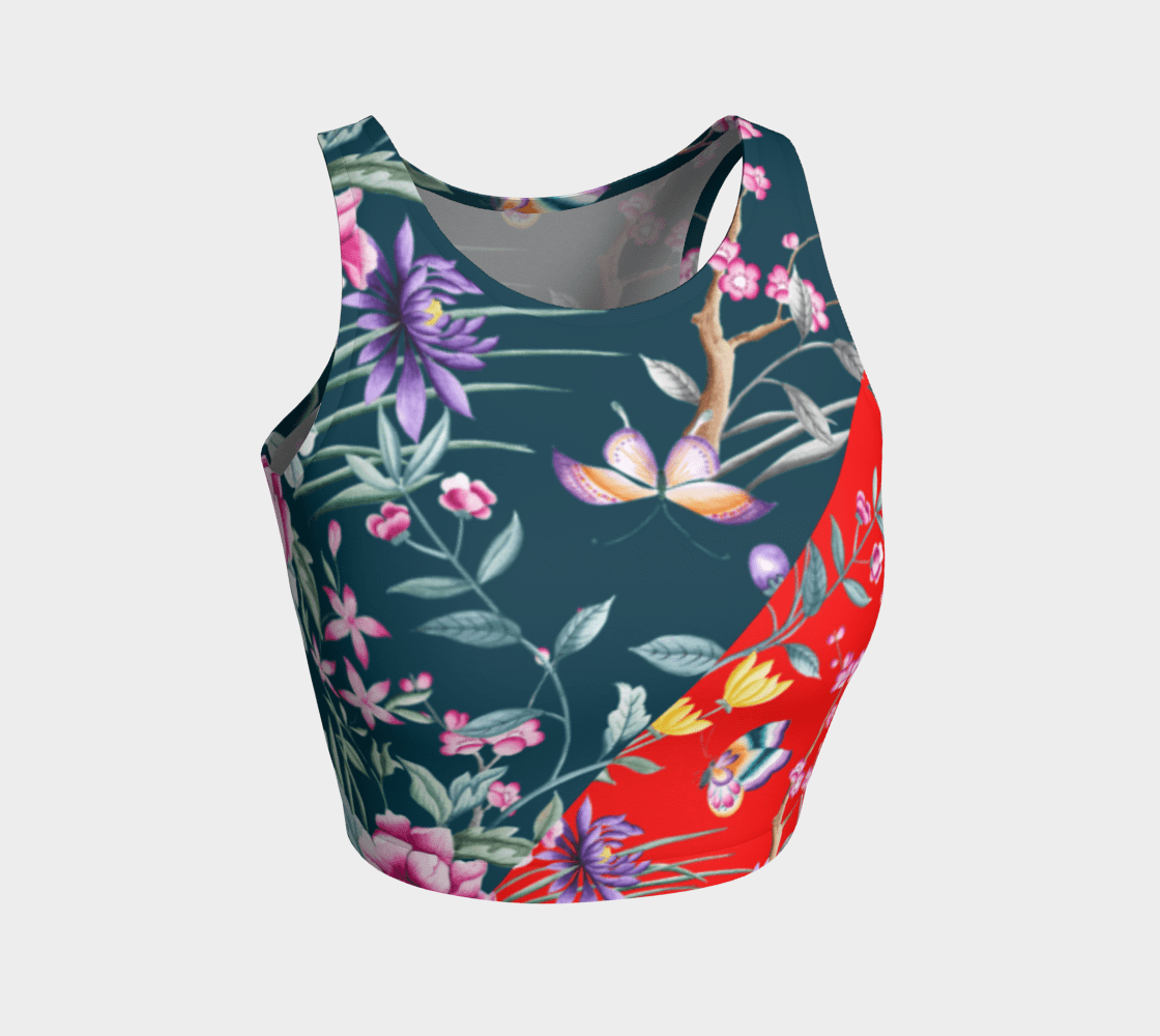 Asymmetrical Dragon Chinoiserie Crop Topper