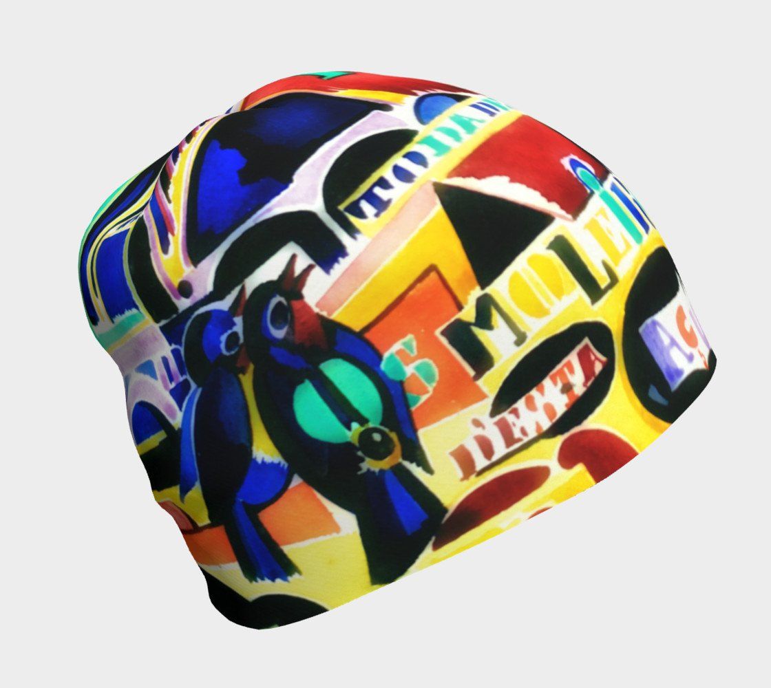 Souza Cardoso Dragon Word Cloud Tweeting Bluebirds Flapper Beanie