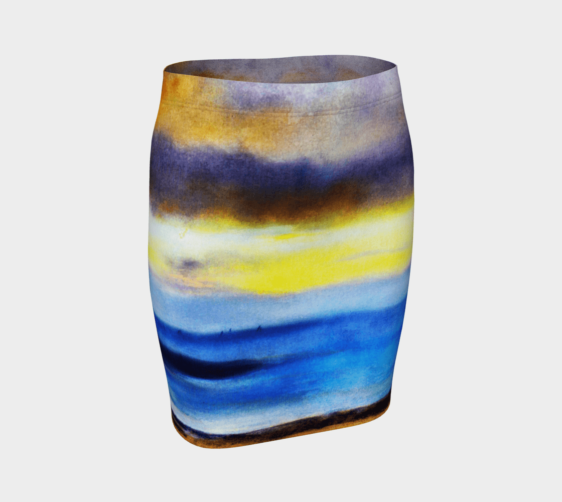 Lady Degas Dragon Coast To Coast Ocean In Motion Pencil Skirt