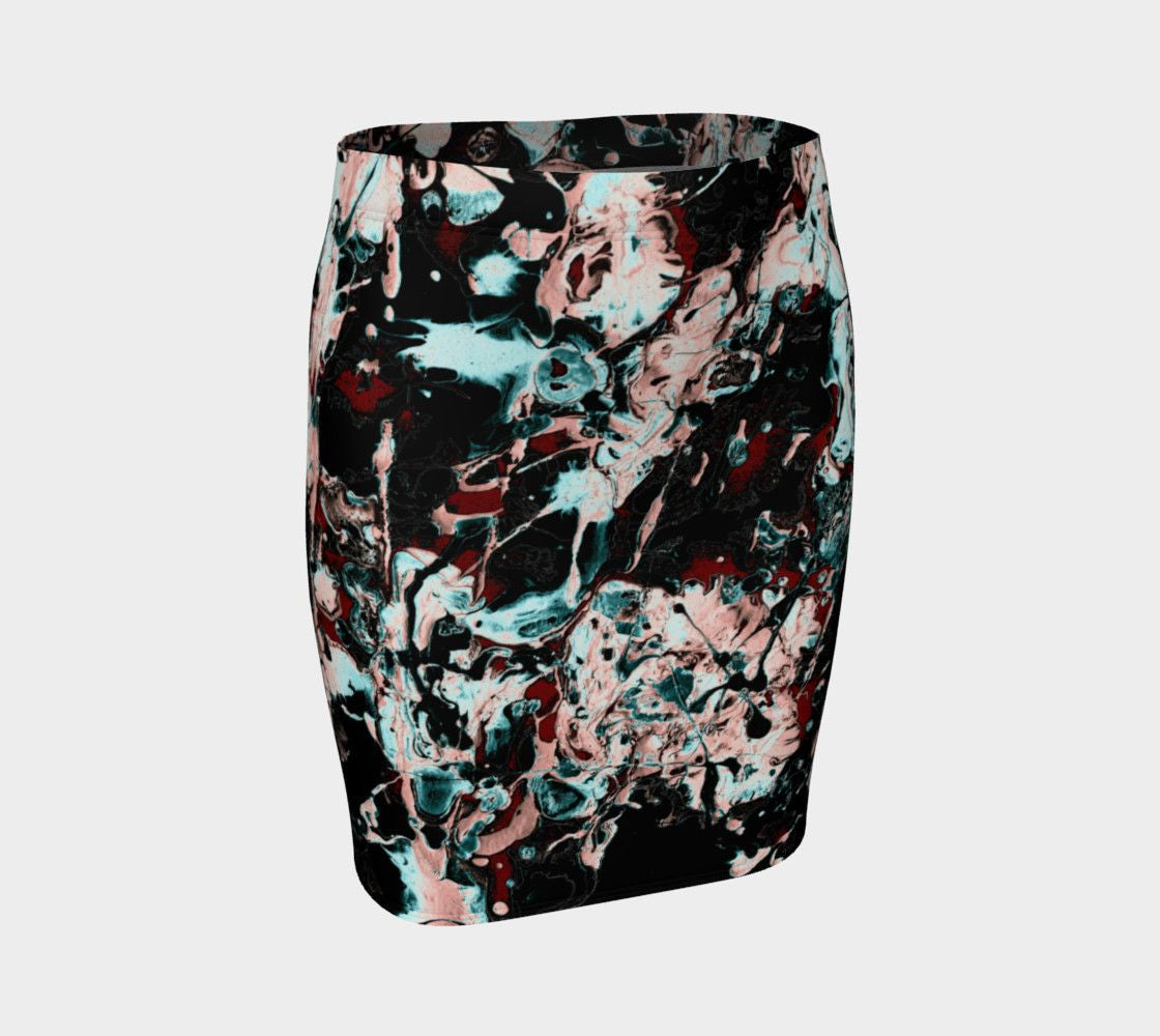 Jackson Dragon Paint Spatter Pencil Skirt