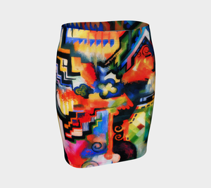 Macke Dragon Hip Enhancer Abstraction Pencil Skirt