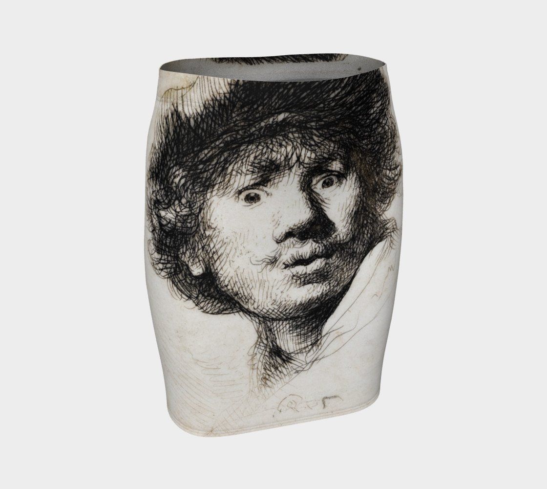 Rembrandt Dragon Selfie Pencil Skirt