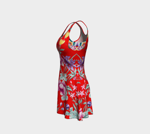 Chinoiserie Dragon Little Red Riding Hood Cocktail Dress