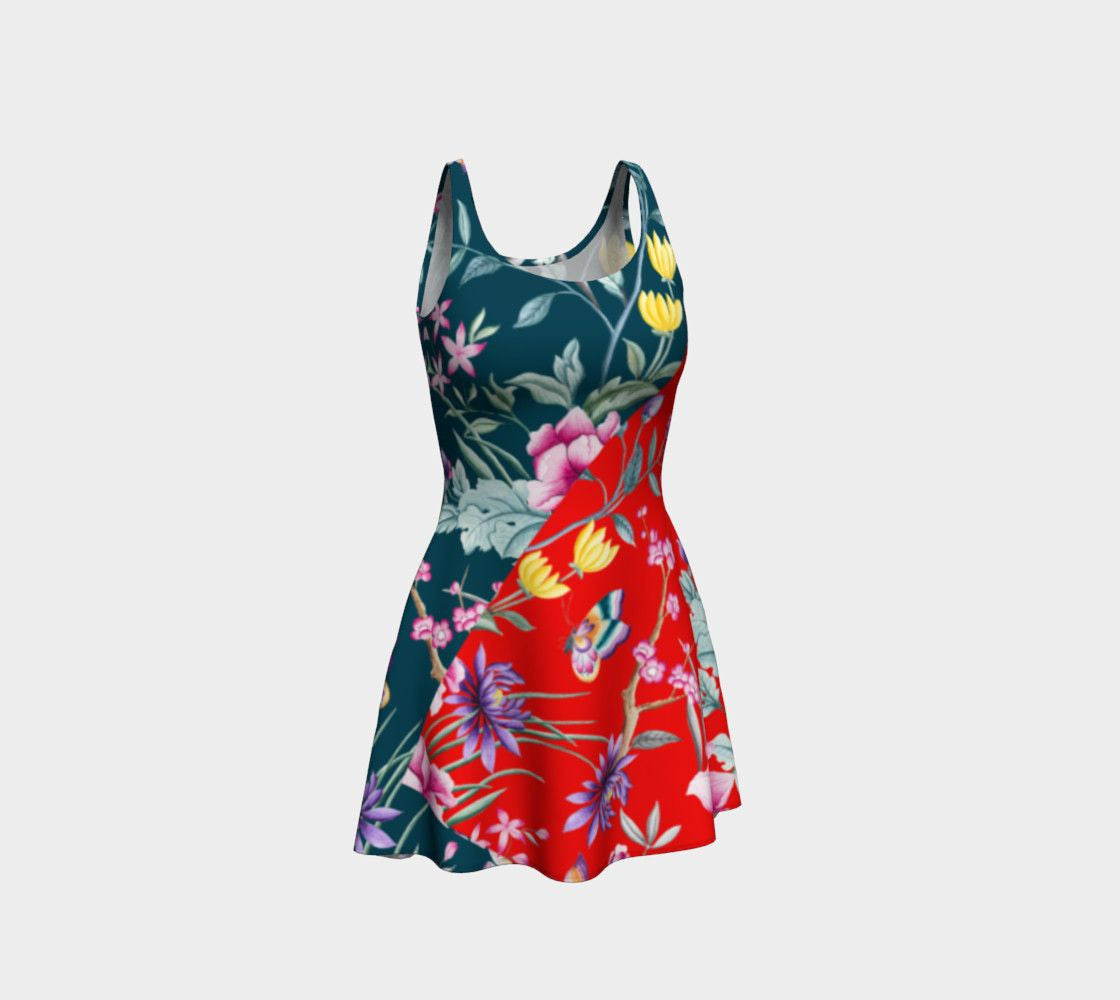 Asymmetrical Dragon Chinoiserie Cocktail Dress