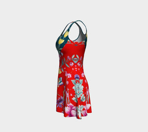 Asymmetrical Dragon Chinoiserie Cocktail Dress