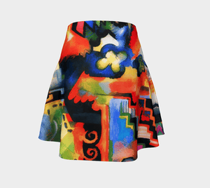 Macke Dragon Flirtatious Flare Abstraction Skirt