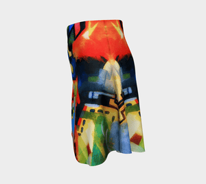 Macke Dragon Flirtatious Flare Abstraction Skirt