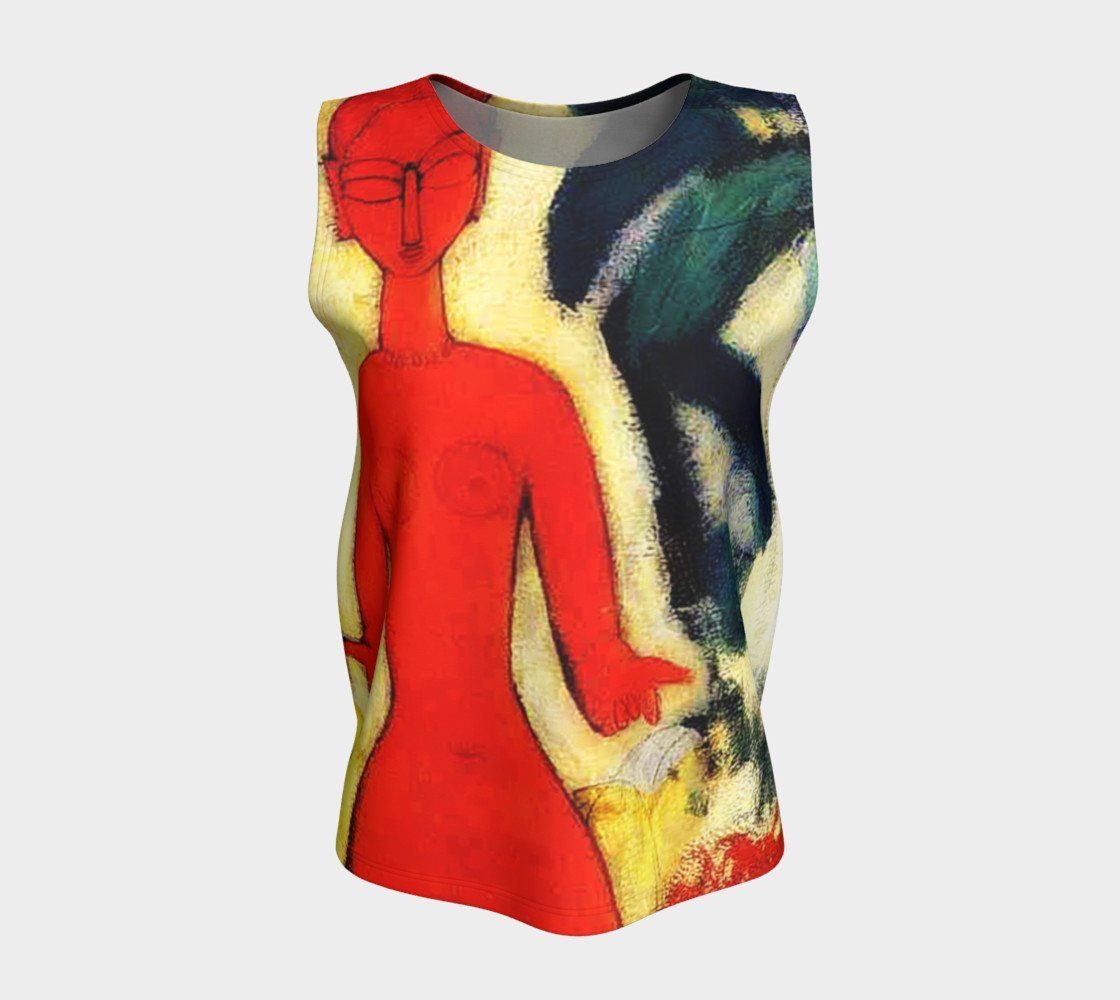 Amedeo Dragon Afro Red Loose Tank Top