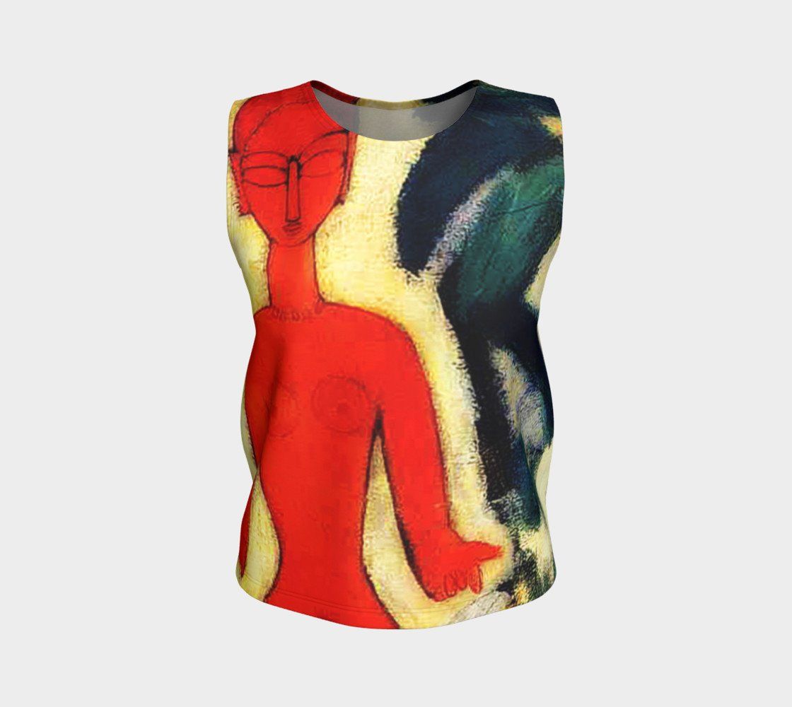 Amedeo Dragon Afro Red Loose Tank Top