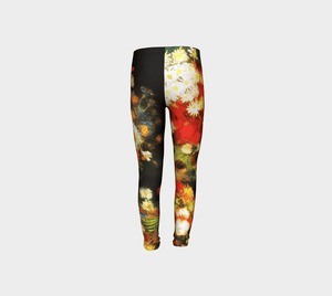 Vase with Poppies, Cornflowers, Peonies and Chrysanthemums by Van Gogh Youth Leggings